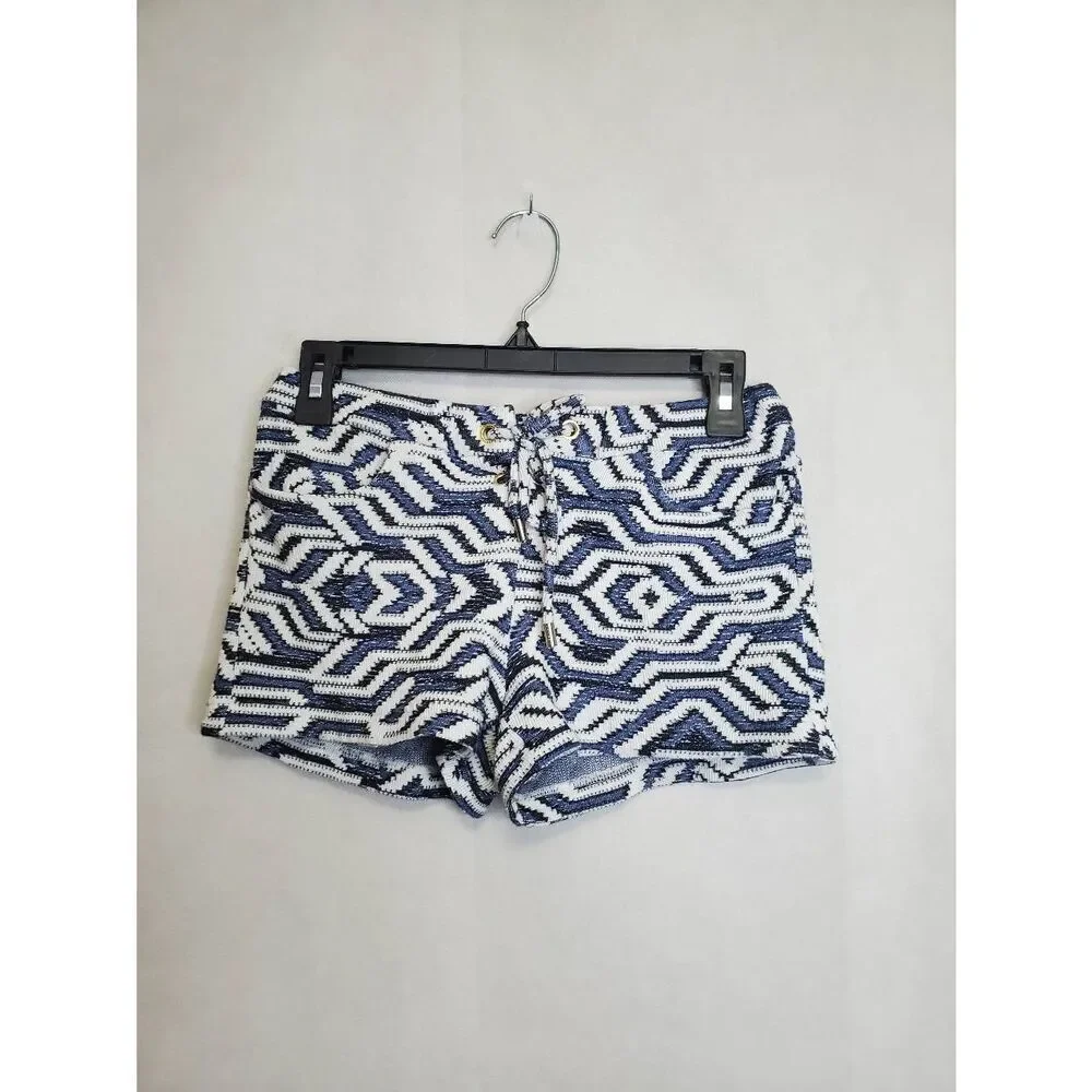 Melissa Odabash Pull On Lace Up Stretch Swim Cover Geometric Knit Shorts Beach